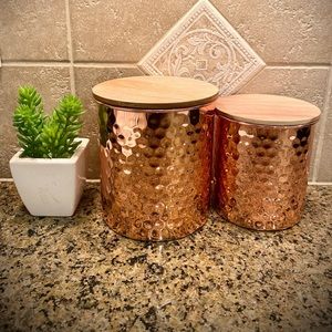 Set of 2 Hammered Copper Cannisters